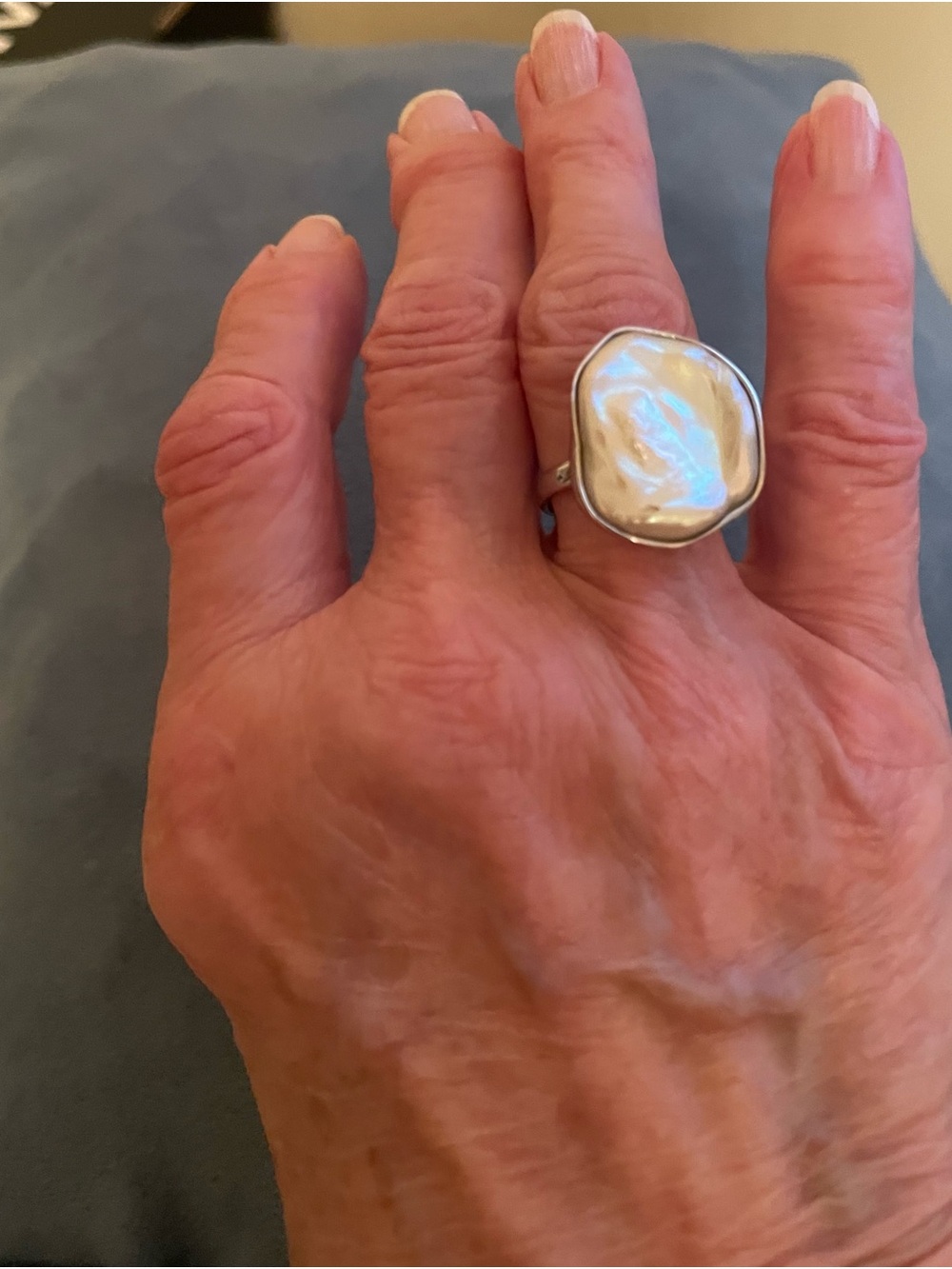 Ross-Simons Silver-Tone Baroque Pearl Ring - Picture 4 of 7